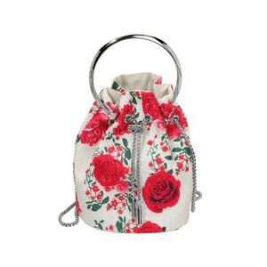 Tigerstars Bling Studded Floral Pattern Bucket Crossbody Bag